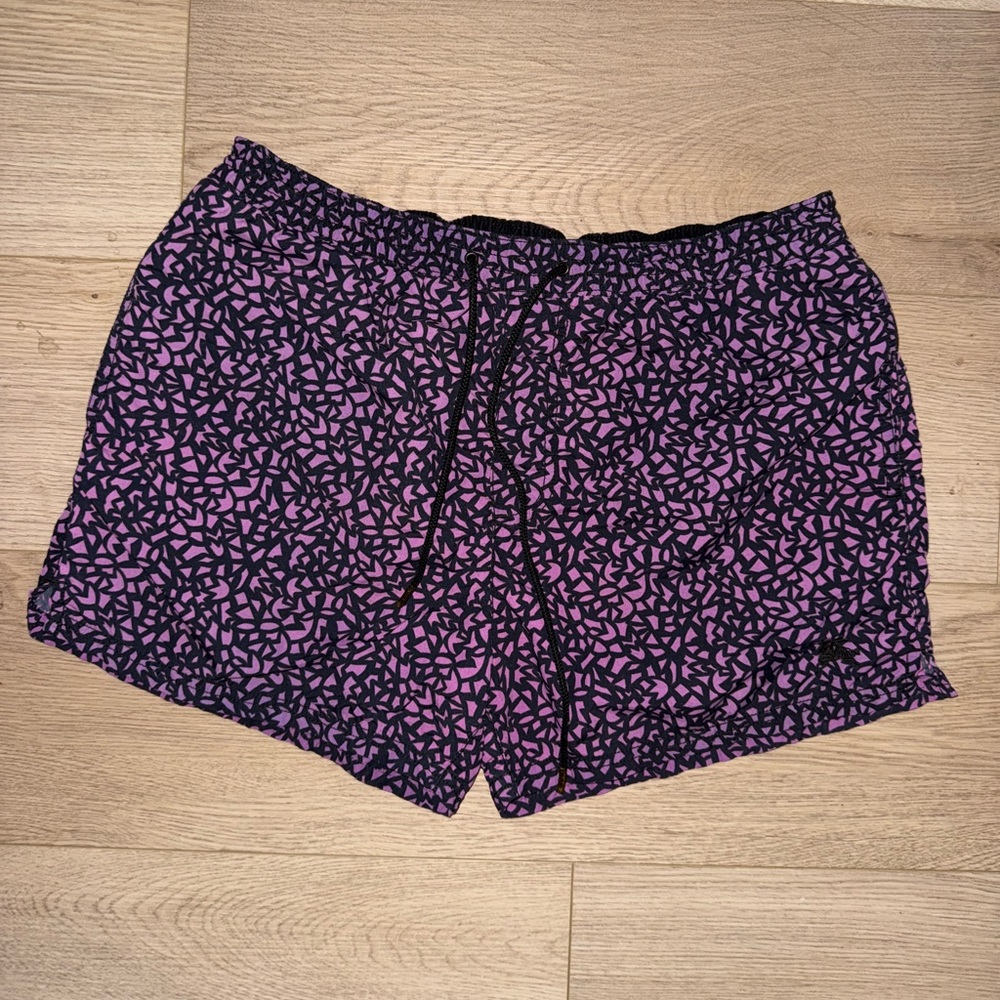 Burberry Purple/Black Nylon Patterned Swim Shorts